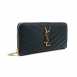 【YSL】MONOGRAM系列 V字縫線魚子醬牛皮金屬LOGO拉鍊手拿長夾 ★19cm*9.5cm*2.5cm★