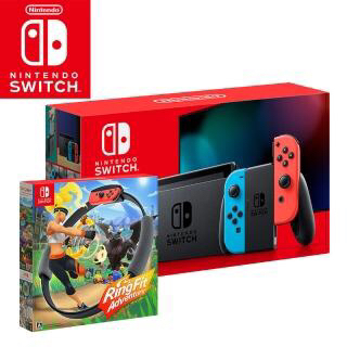 【防疫商品】任天堂 switch主機(電力加強版)+健身環+遊戲片*1 ★過件即贈好禮:遊戲機專用保護貼★