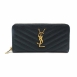 【YSL】MONOGRAM系列 V字縫線魚子醬牛皮金屬LOGO拉鍊手拿長夾 ★19cm*9.5cm*2.5cm★