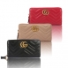 【GUCCI 】Marmont仿舊金色雙G LOGO V字車紋拉鍊長夾 ★19cm*11cm*2.5cm★