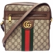 【GUCCI 】Ophidia帆布 LOGO 綠紅織帶直式斜背郵差包(小) ★23cm*24m*5.6cm★