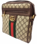 【GUCCI 】Ophidia帆布 LOGO 綠紅織帶直式斜背郵差包(小) ★23cm*24m*5.6cm★