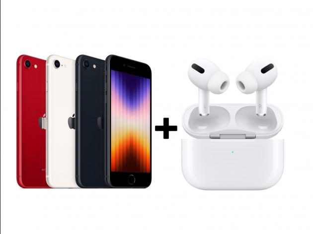 【新機上市】Apple iphone 2022 SE3 (128G)+Airpods pro★過件即贈七大好禮：9H鋼化玻璃保護貼+超防摔空壓殼+品牌無線充電盤+品牌傳輸線+精美指環扣+真鏡頭玻璃貼+耳機保護套★